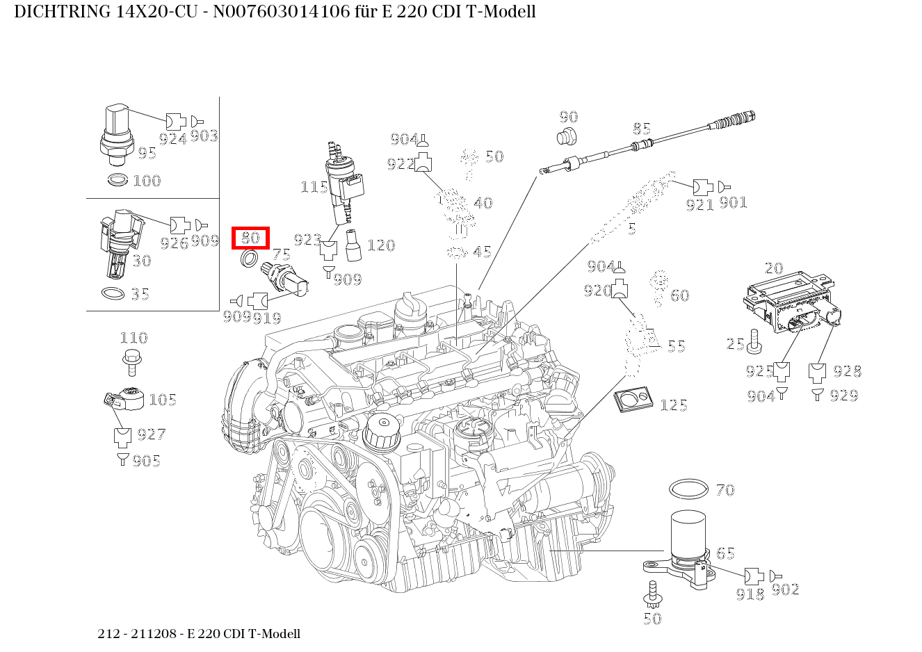 Dichtring 14X20-CU E 220 CDI T-Modell 212