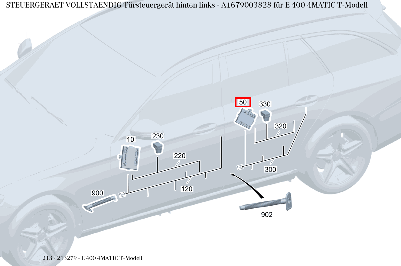 Steuergerät vollständig Türsteuergerät hinten links E 400 4MATIC T-Modell 213