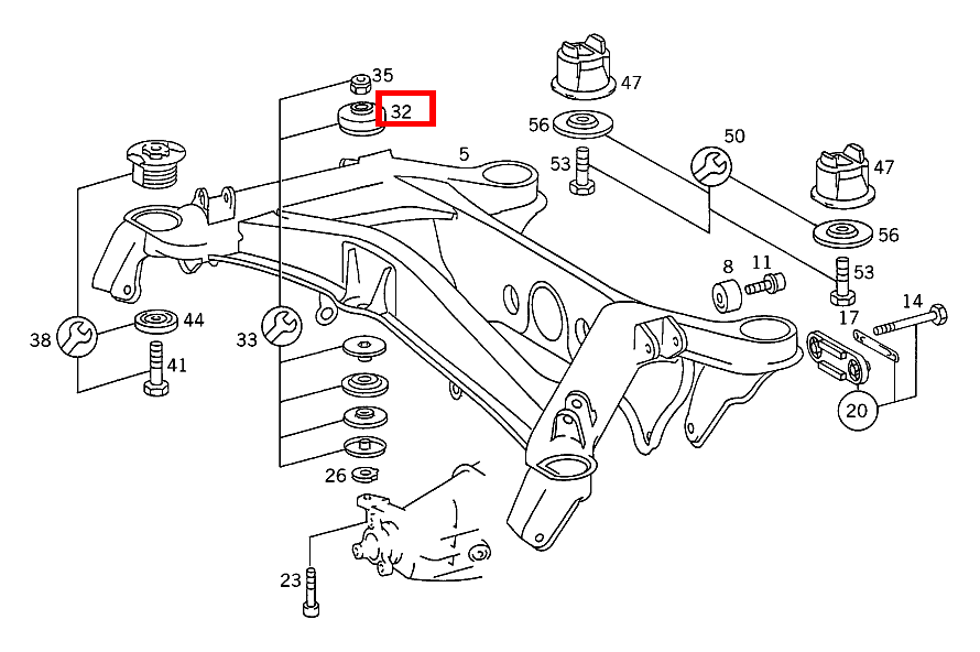 Gummilager ACHSGEHAEUSE AN HINTERACHSTRAEGER,VORN B 180 247