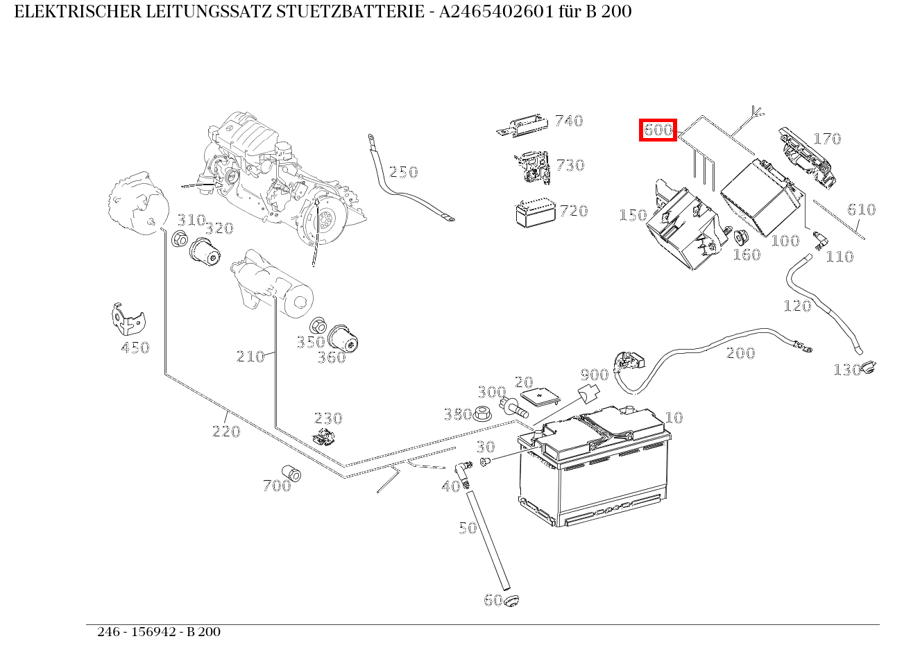 Elektrischer Leitungssatz STUETZBATTERIE B 200 246