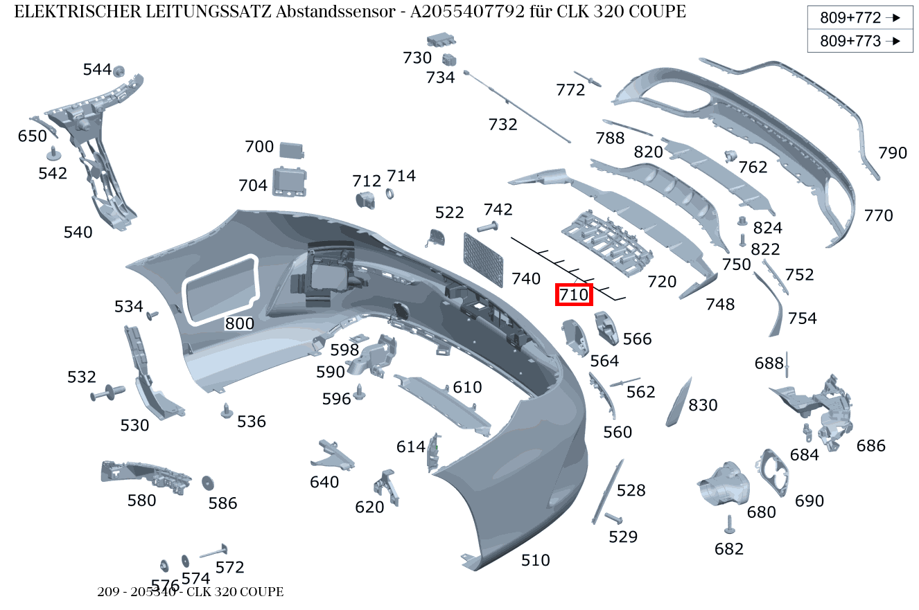 Elektrischer Leitungssatz Abstandssensor CLK 320 COUPE 209