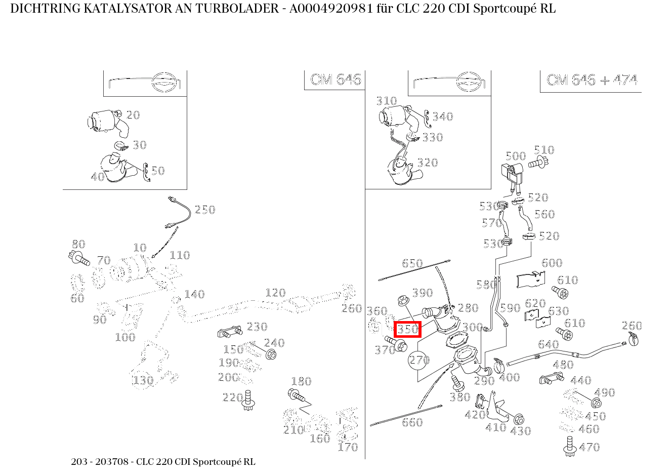 Dichtring KATALYSATOR AN TURBOLADER CLC 220 CDI Sportcoupé RL 203 Dichtring KATALYSATOR AN TURBOLADER CLC 220 CDI Sportcoupé RL 203