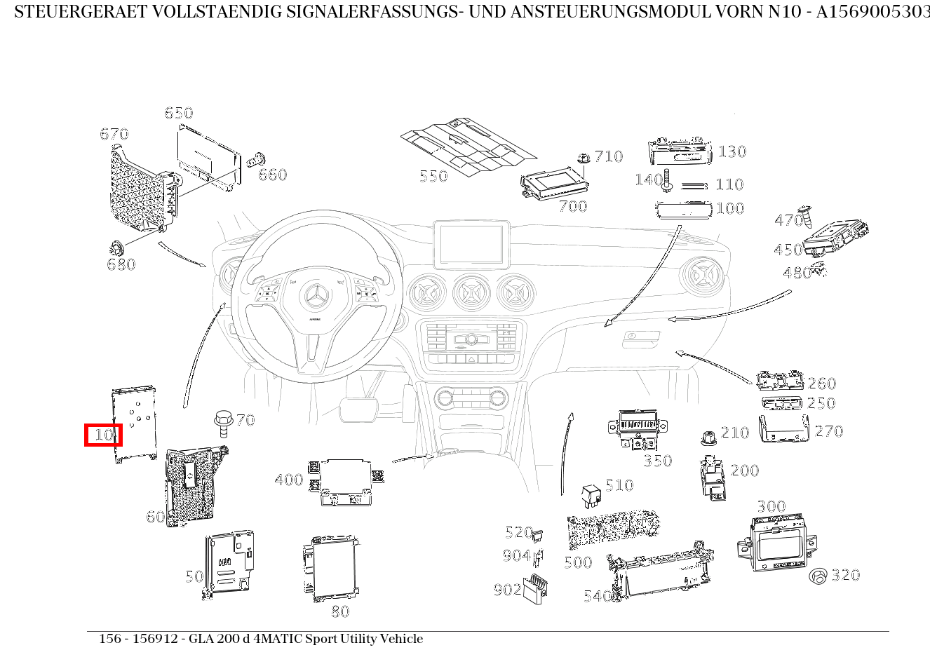 Steuergerät vollständig SIGNALERFASSUNGS- UND ANSTEUERUNGSMODUL VORN N10 GLA 200 d 4MATIC Sport Utility Vehicle 156