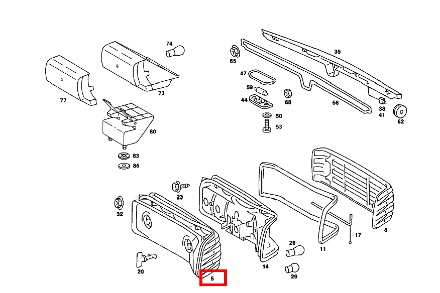 Heckleuchte RECHTS,OHNE NEBELSCHLUSSLEUCHTE 560 SEC-126 126