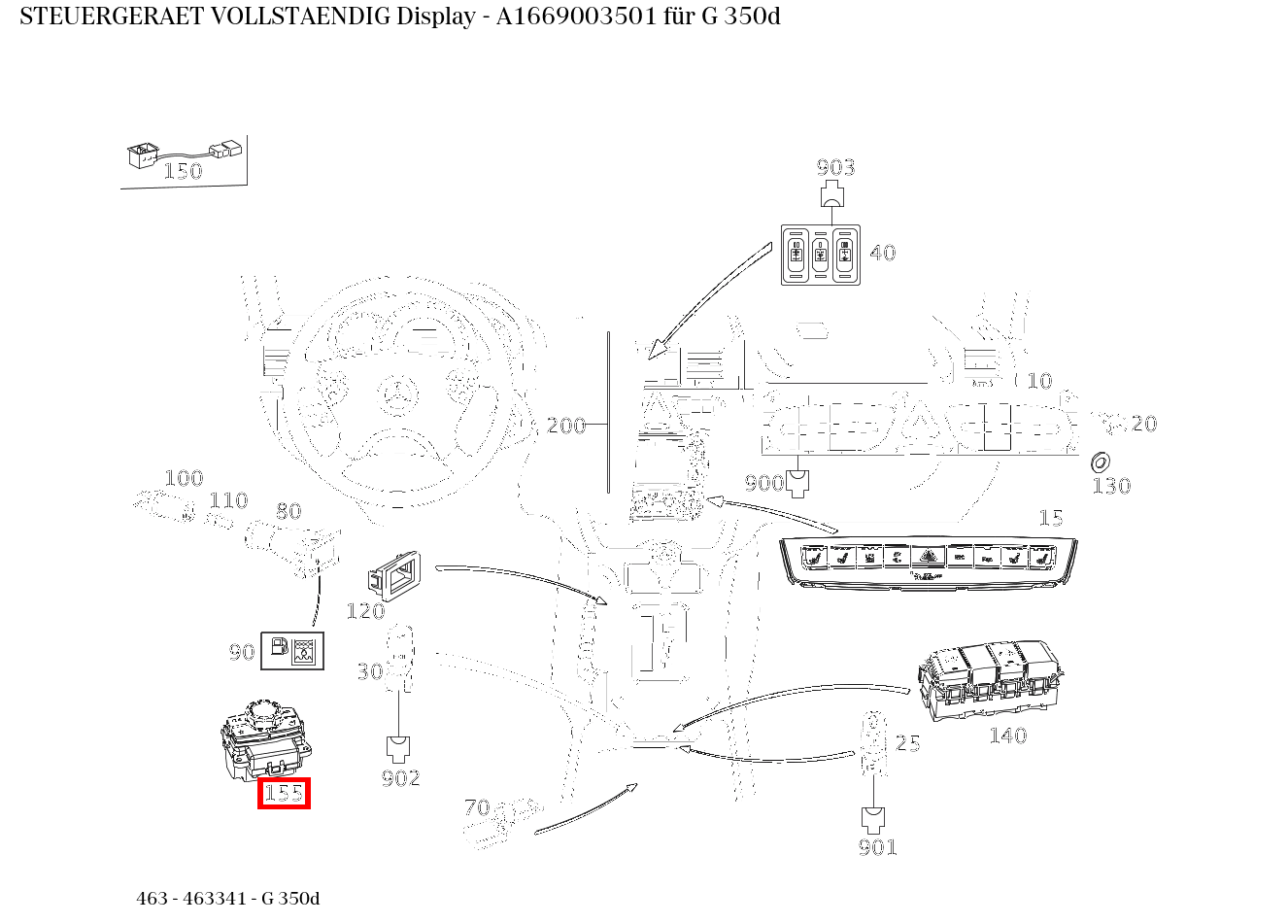 Steuergerät vollständig Display G 350d 463
