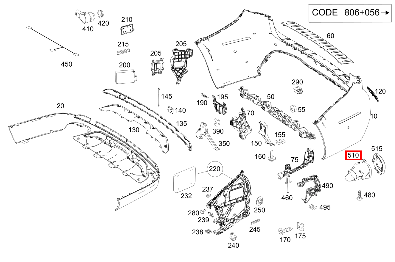 Endrohrblende LINKS GLS 500 4MATIC Off-Roader 166