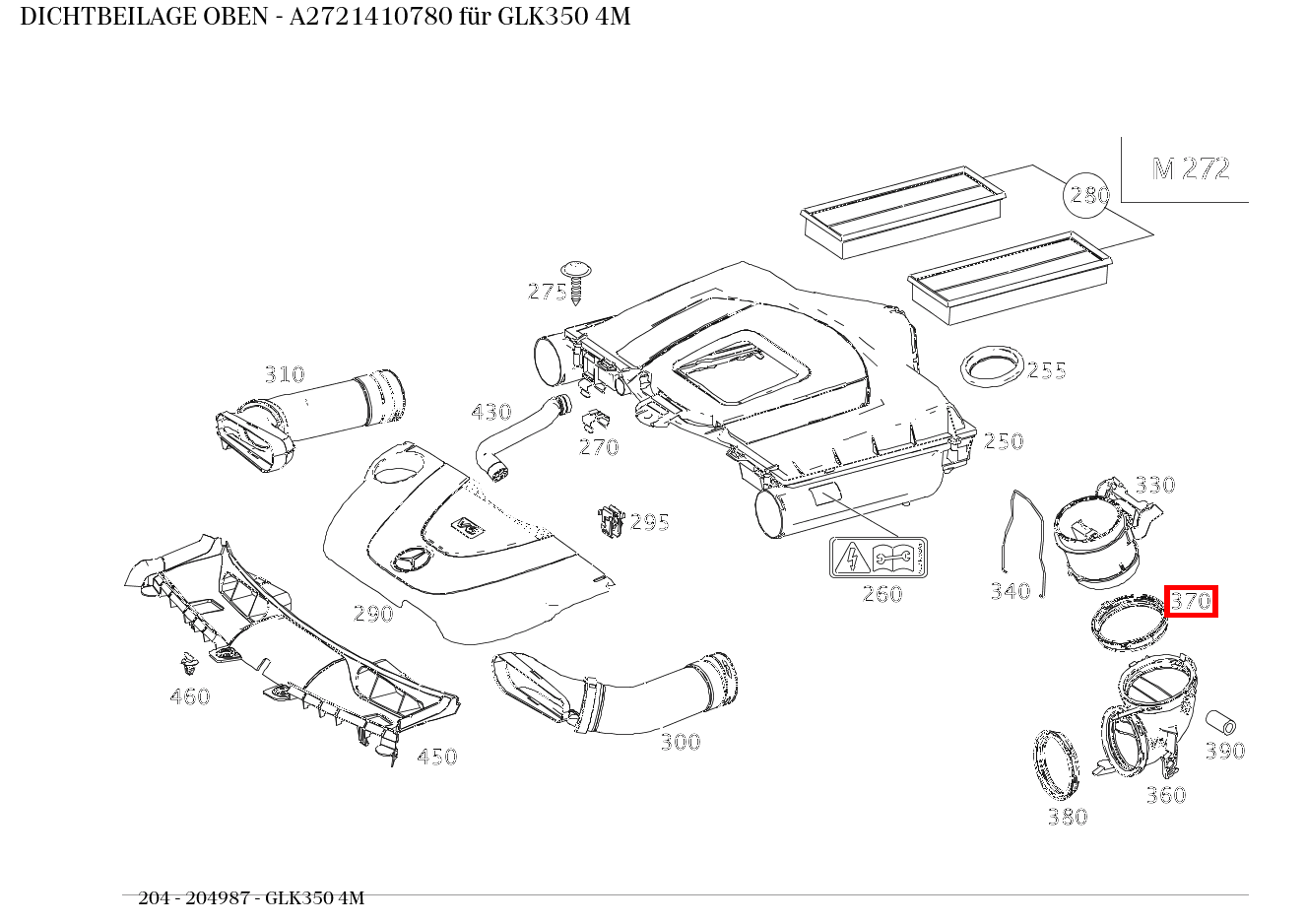 Dichtbeilage OBEN GLK350 4M 204 Dichtbeilage OBEN GLK350 4M 204