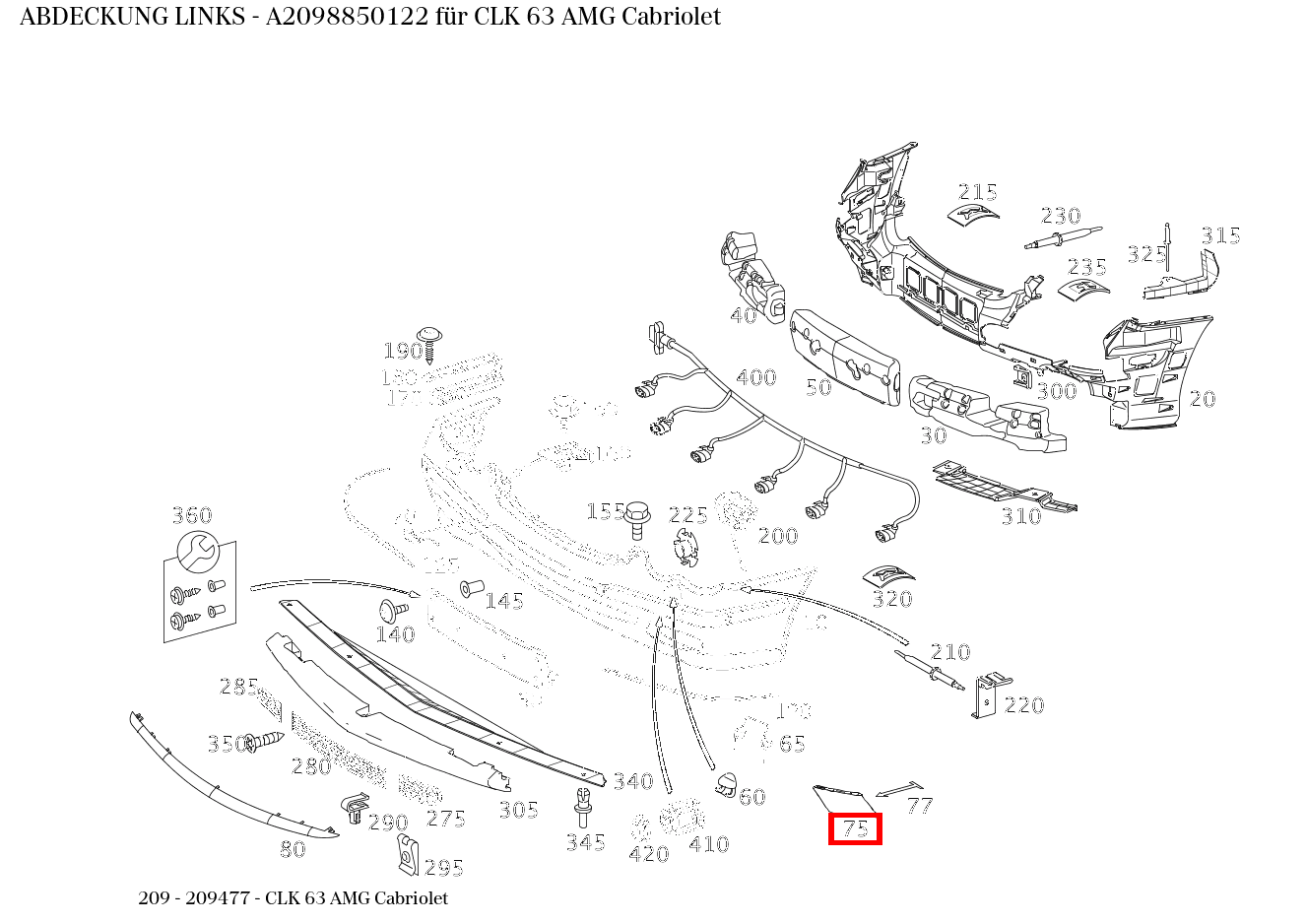 Abdeckung LINKS CLK 63 AMG Cabriolet 209 Abdeckung LINKS CLK 63 AMG Cabriolet 209