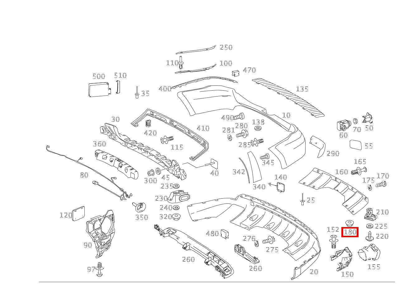 KUNSTSTOFFMUTTER Abdeckung an Stoßfänger GL 450 4M 164