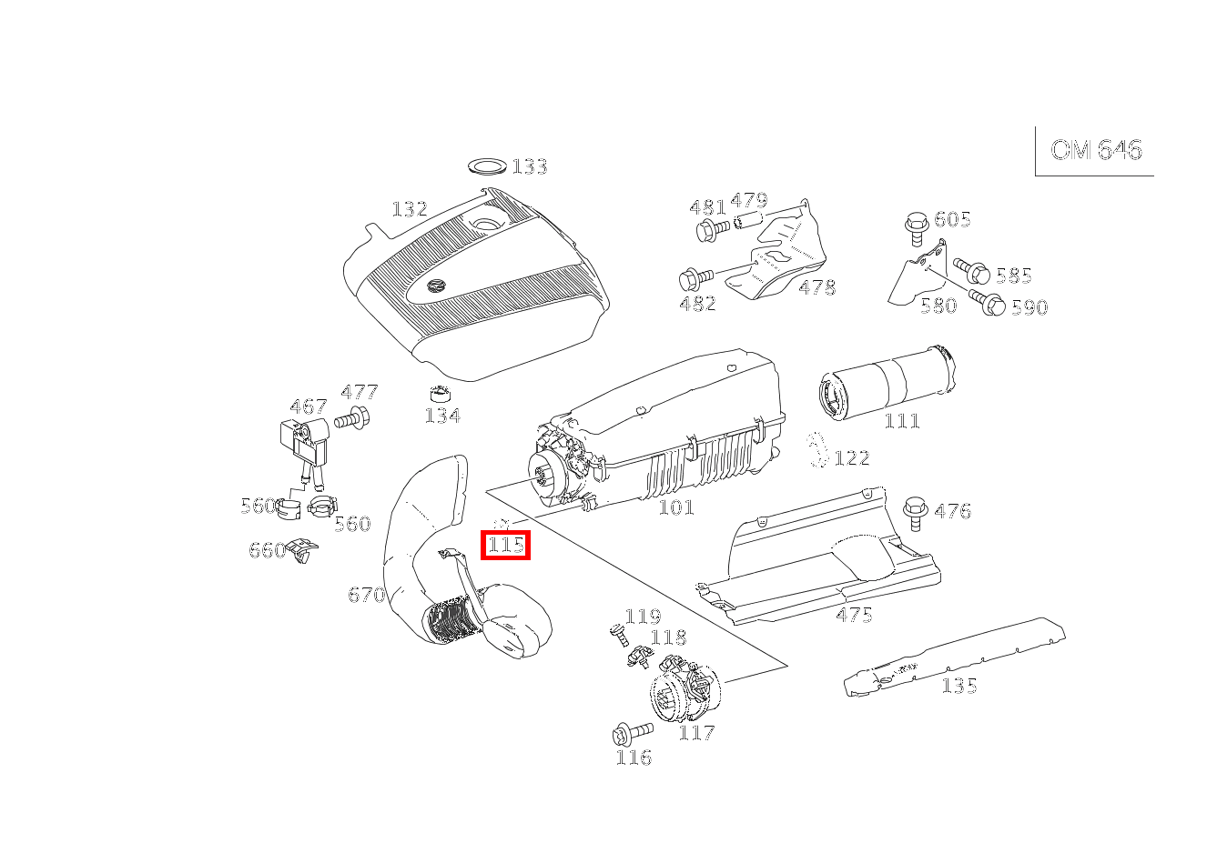 Lager AN LUFTFILTERGEHAEUSE C 220 d T-Modell 205 Lager AN LUFTFILTERGEHAEUSE C 220 d T-Modell 205