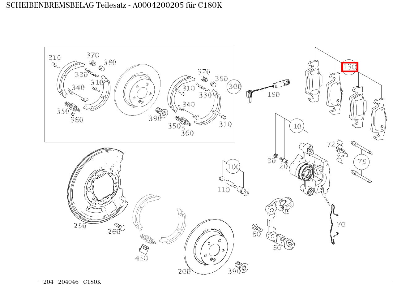 Scheibenbremsbelag Teilesatz C180K 204 Scheibenbremsbelag Teilesatz C180K 204