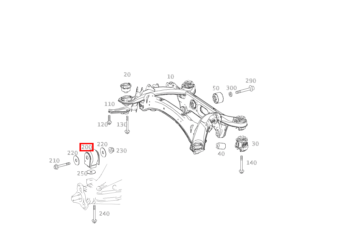 Lager Hinterachsgetriebe an Querbrücke vorn GLK 350 4MATIC 204 Lager Hinterachsgetriebe an Querbrücke vorn GLK 350 4MATIC 204