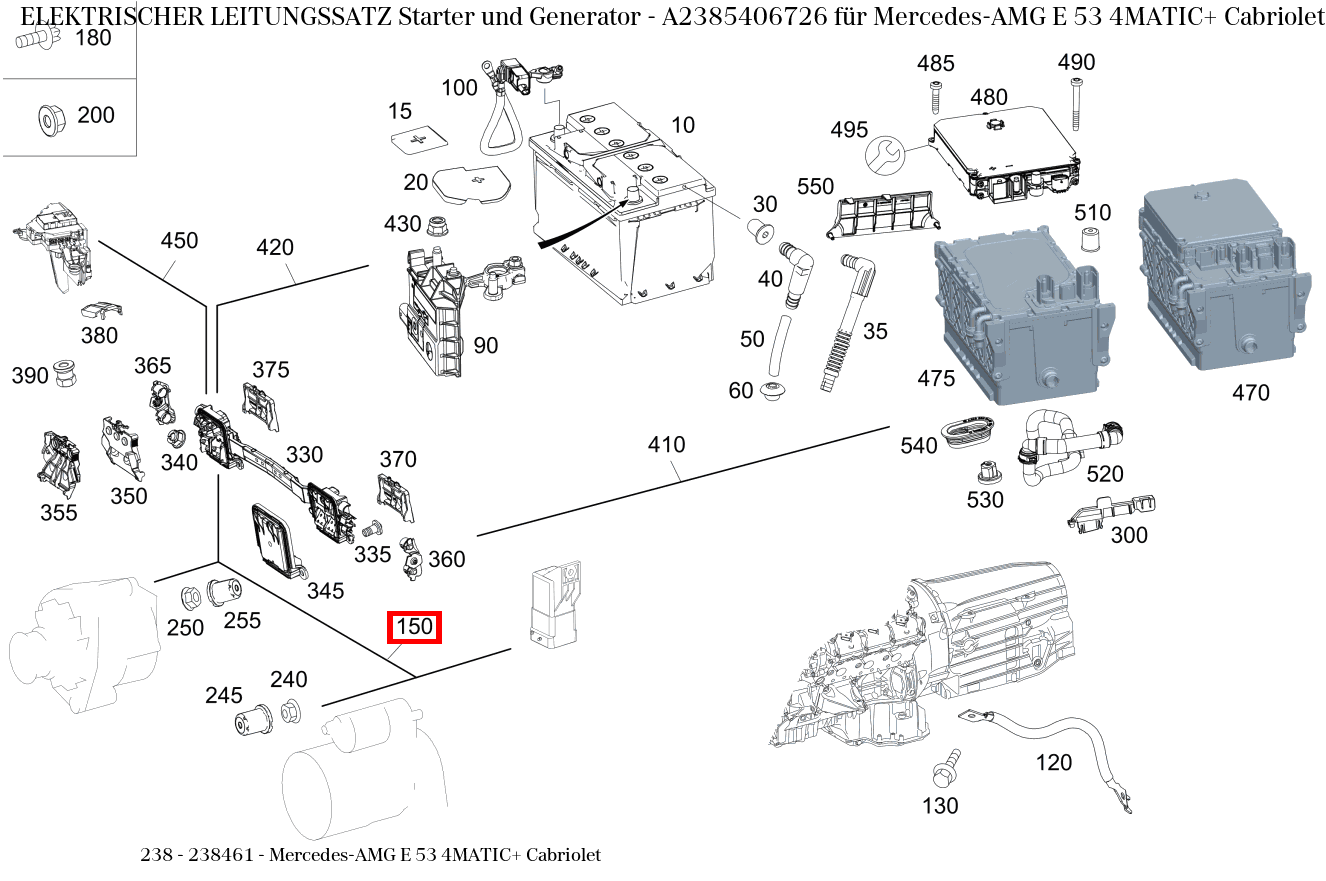 Elektrischer Leitungssatz Starter und Generator Mercedes-AMG E 53 4MATIC+ Cabriolet 238 Elektrischer Leitungssatz Starter und Generator Mercedes-AMG E 53 4MATIC+ Cabriolet 238