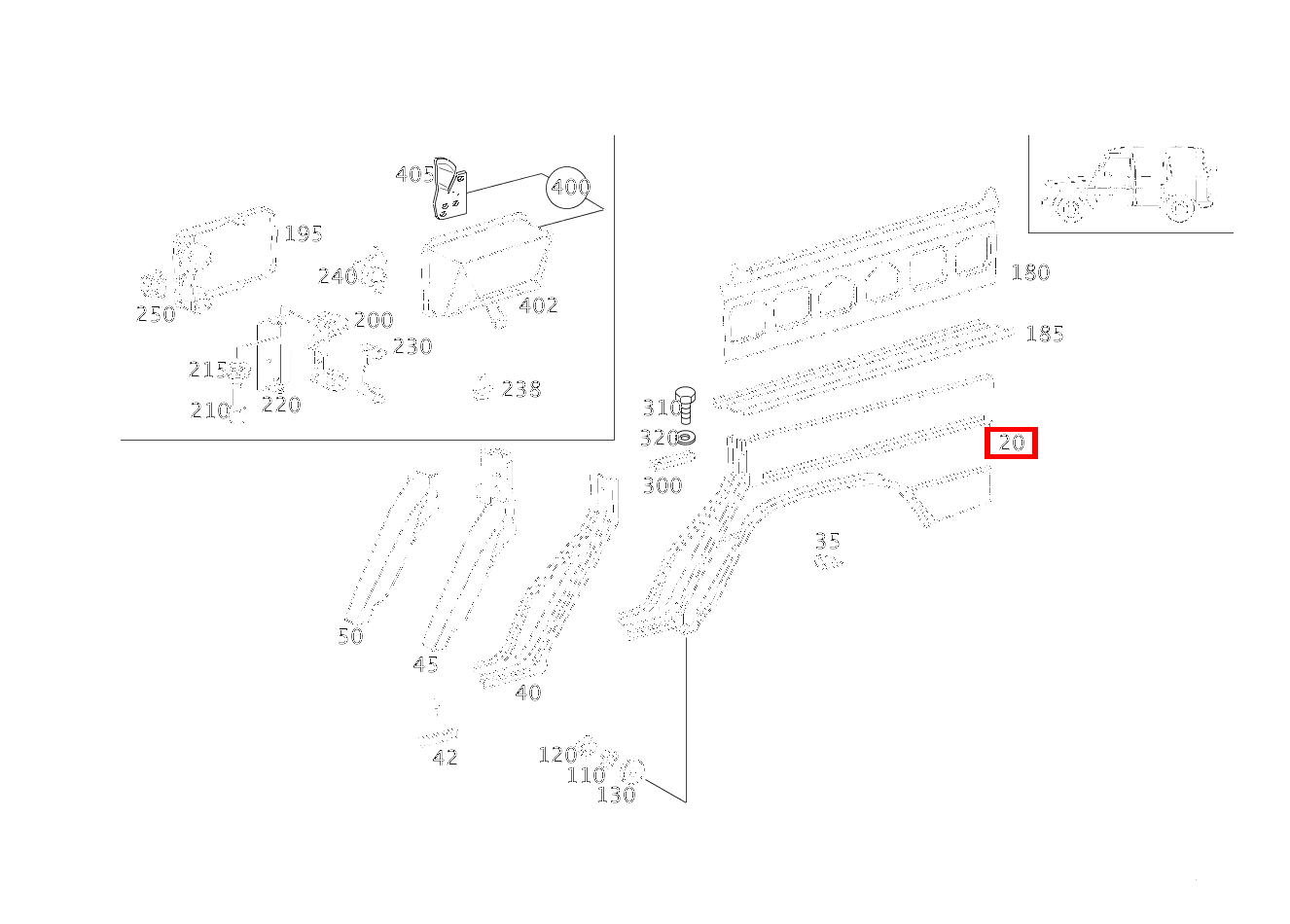 Beplankung LINKS G 280CDI 4X4 2850 461