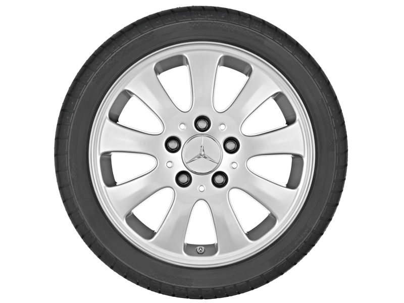 Original Mercedes-Benz 15 Zoll 9-Speichen-Rad titansilber mit 185 