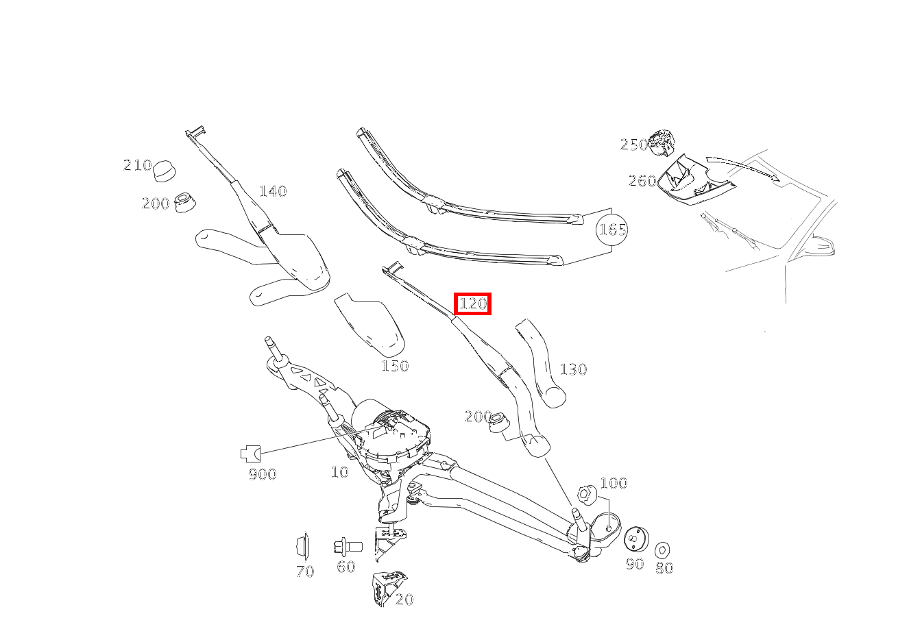 Wischerarm Für Fahrerseite C250CDI BE 204