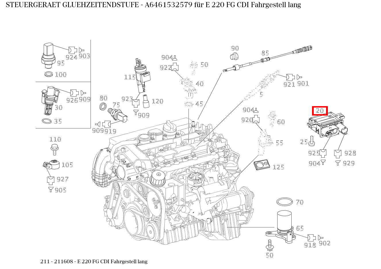 STEUERGERAET GLUEHZEITENDSTUFE E 220 FG CDI Fahrgestell lang 211