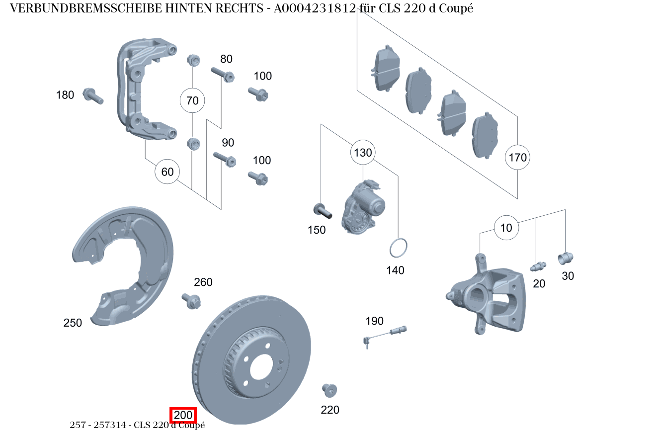 Verbundbremsscheibe HINTEN RECHTS CLS 220 d Coupé 257