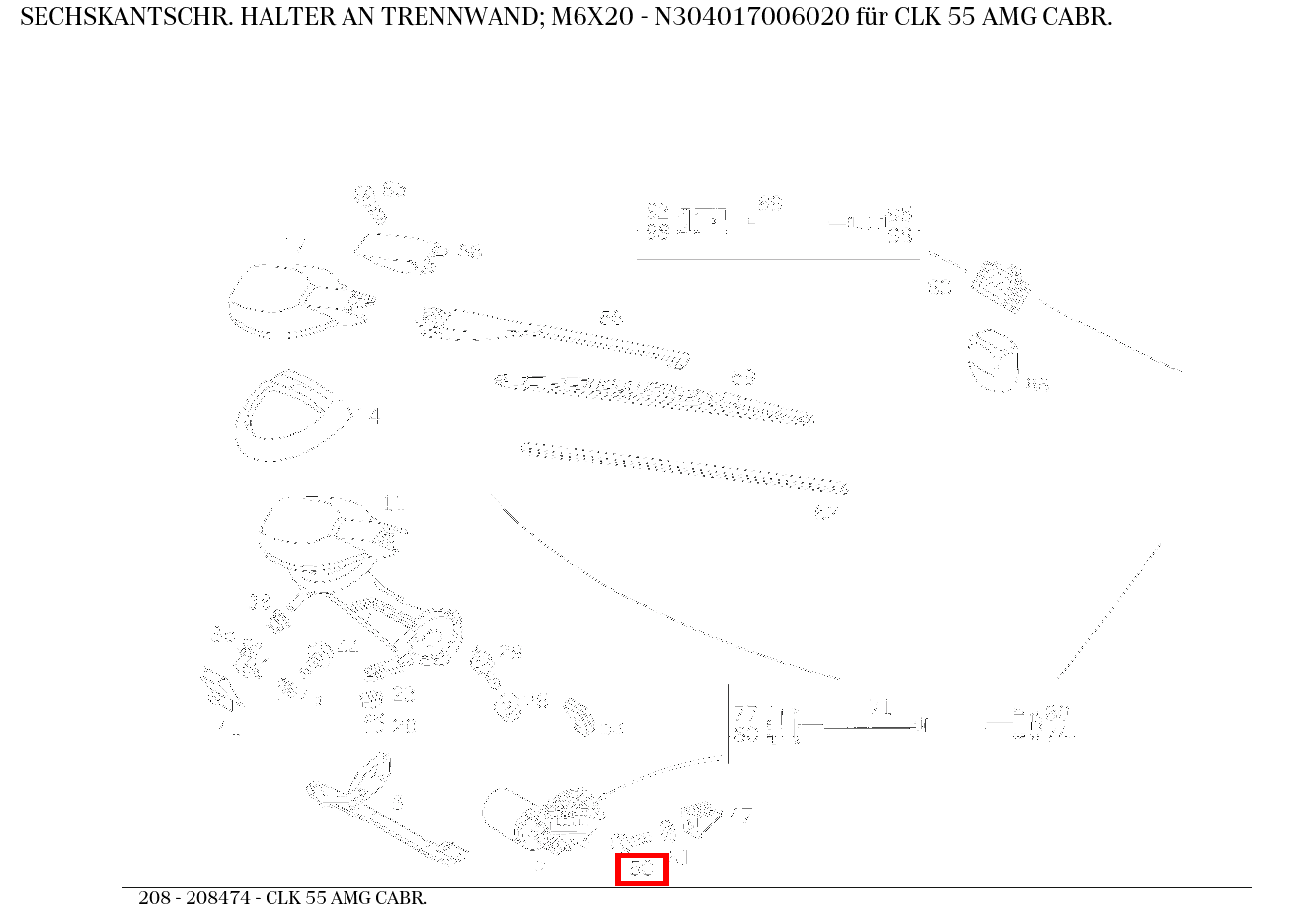 Sechskantschraube HALTER AN TRENNWAND; M6X20 CLK 55 AMG CABR. 208