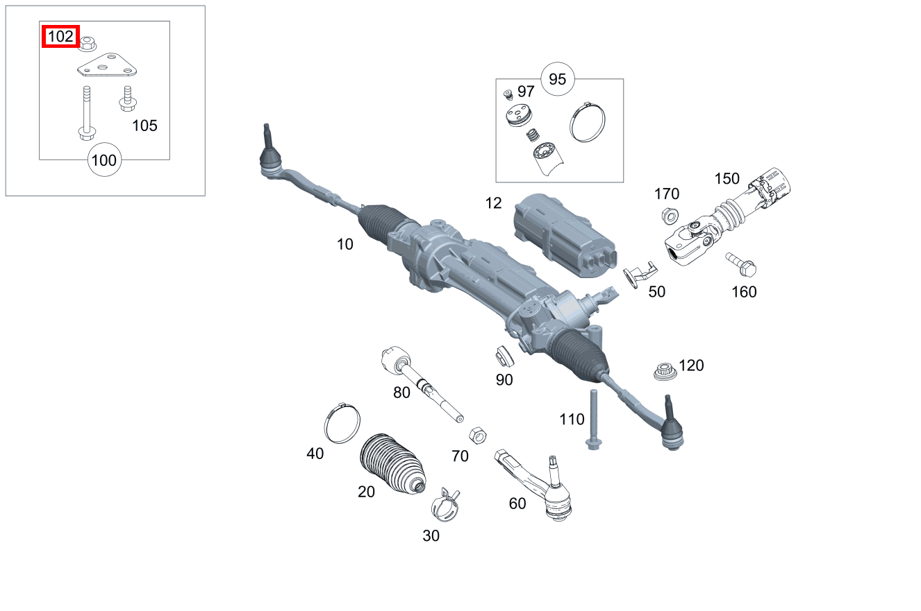 Mutter Befestigung Lenkgetriebe; M12X1.5 C 220 d T-Modell 247 Mutter Befestigung Lenkgetriebe; M12X1.5 C 220 d T-Modell 247
