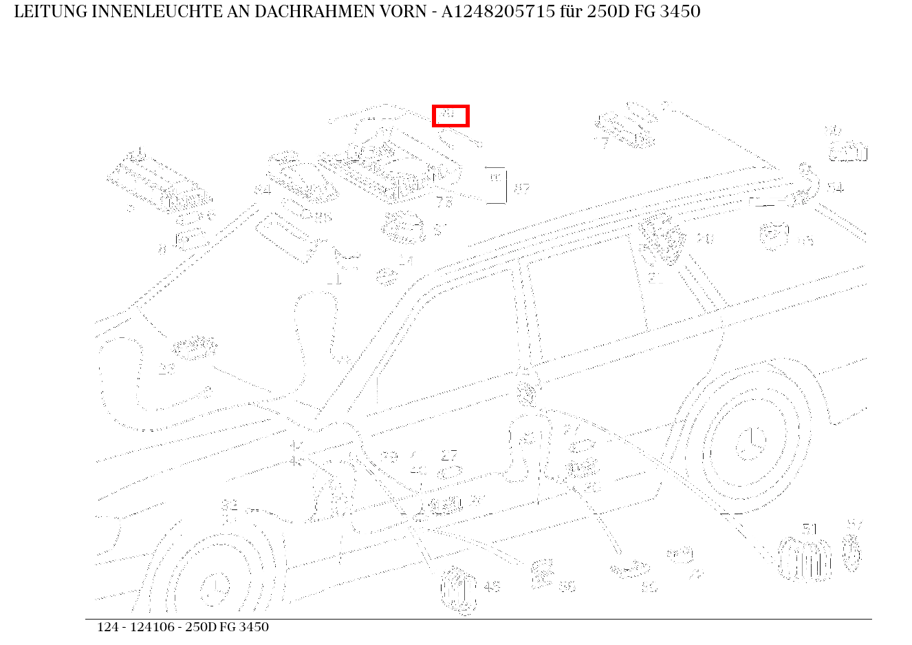 Leitung INNENLEUCHTE AN DACHRAHMEN VORN 250D FG 3450 124
