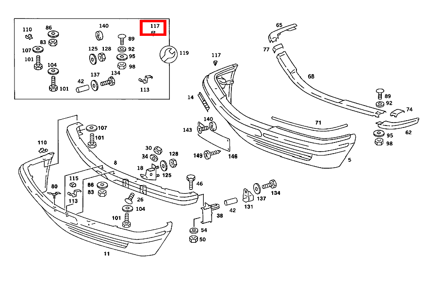 Stopfen ZUM VERSCHLIESSEN LOECHER SCHEINWERFERREINIGUNGSANLAGE 280 SEL-126 126