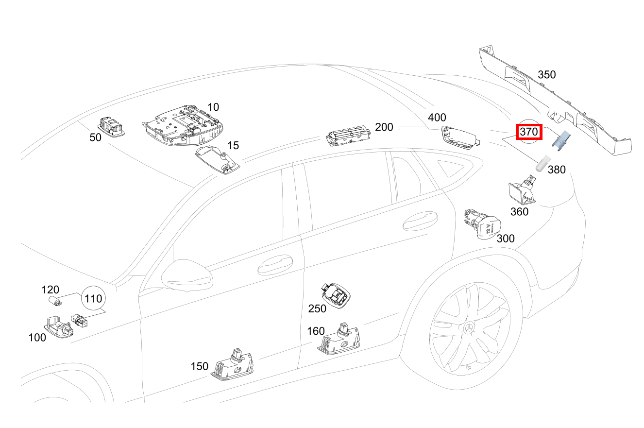 Lampenfassung Mit Glühlampe; 12V-5W Mercedes-AMG GLC 63 S 4MATIC+ Coupé 253 Lampenfassung Mit Glühlampe; 12V-5W Mercedes-AMG GLC 63 S 4MATIC+ Coupé 253