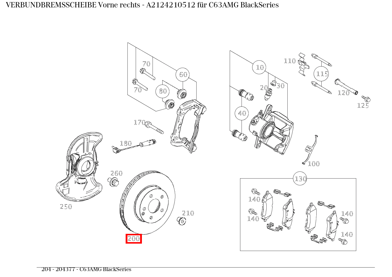 Verbundbremsscheibe Vorne rechts C63AMG BlackSeries 204