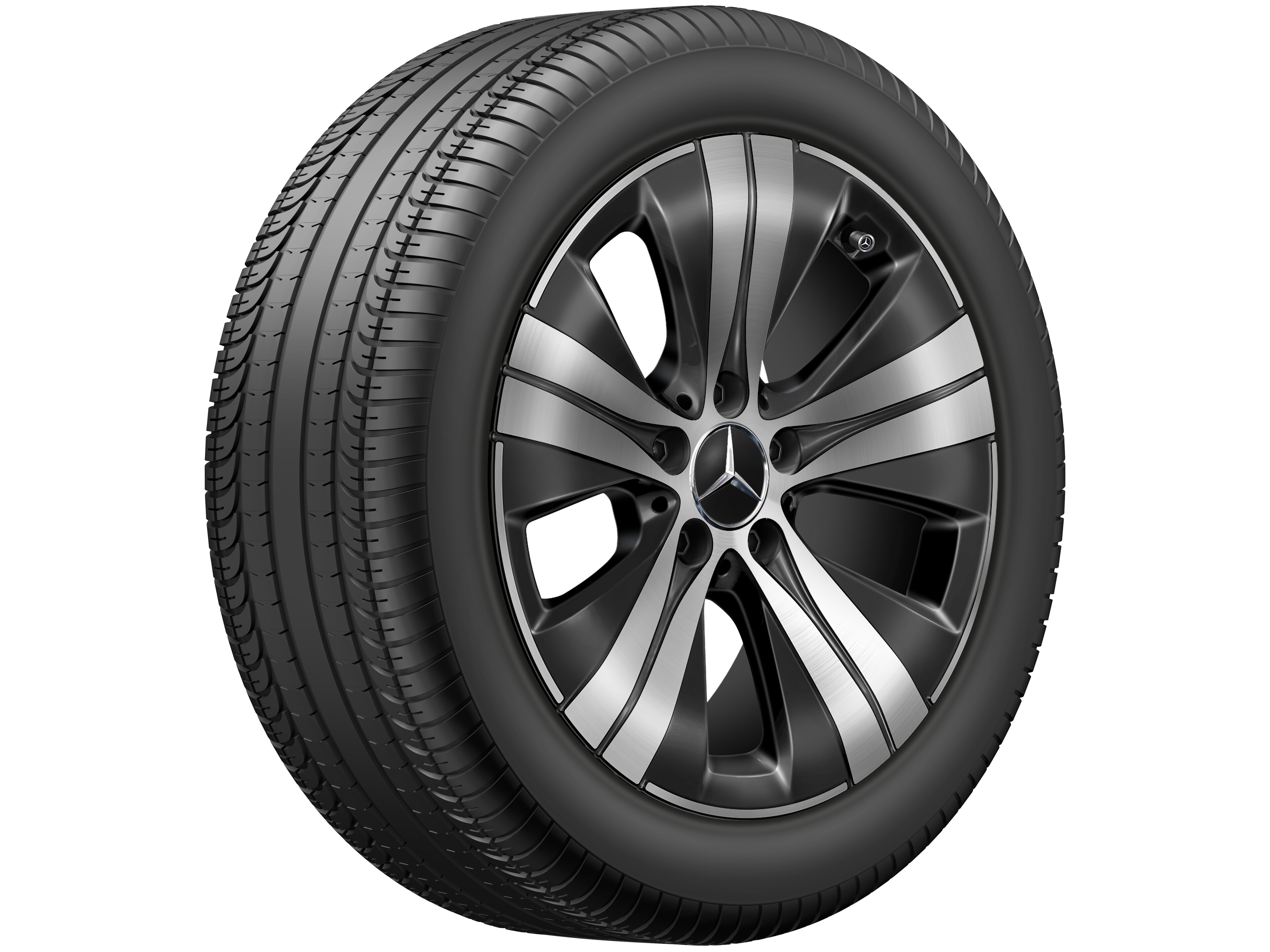 5-Speichen-Rad, Aero, 17 Zoll 7 J x 17 ET 44,5, schwarz, glanzgedreht