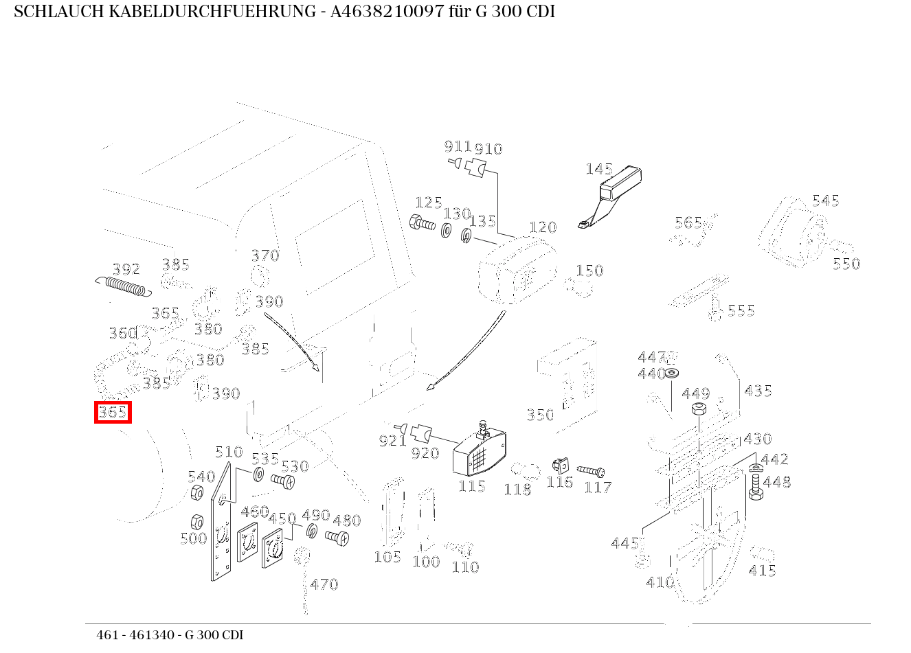 Schlauch KABELDURCHFUEHRUNG G 300 CDI 461 Schlauch KABELDURCHFUEHRUNG G 300 CDI 461