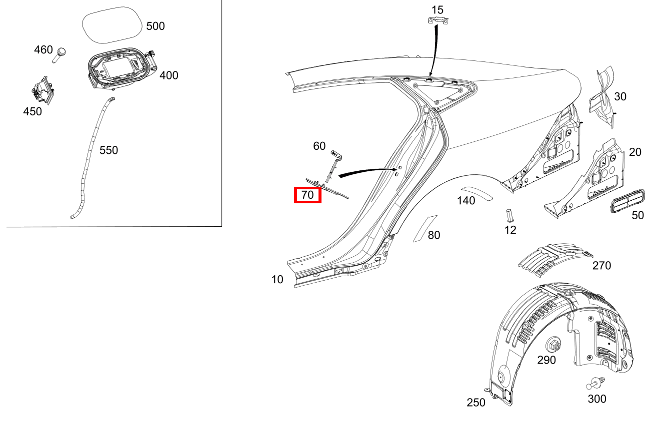 Abdämpfung Heck SEITENWAND LINKS Mercedes-AMG GT 63 S E PERFORMANCE 290 Abdämpfung Heck SEITENWAND LINKS Mercedes-AMG GT 63 S E PERFORMANCE 290