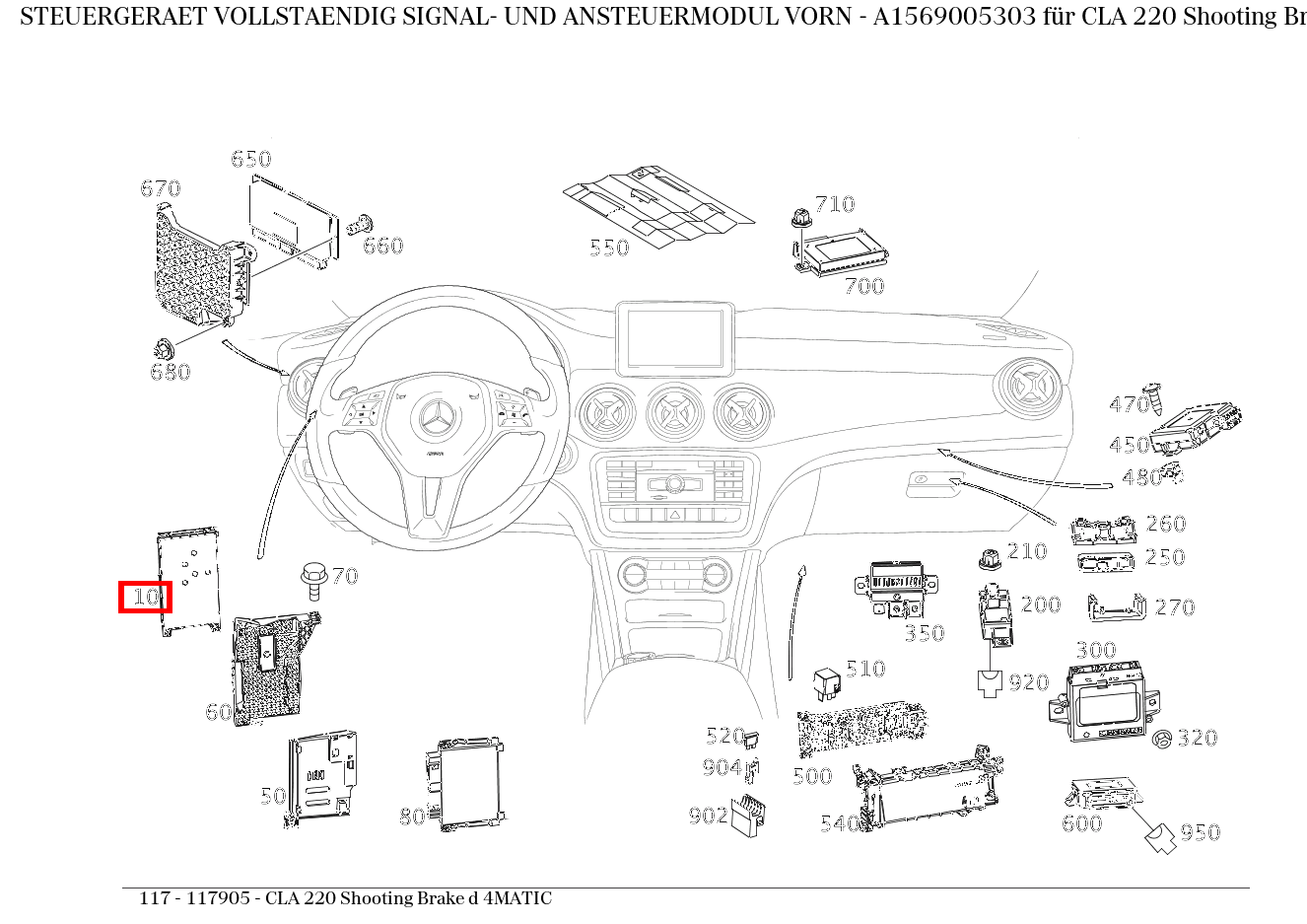 Steuergerät vollständig SIGNAL- UND ANSTEUERMODUL VORN CLA 220 Shooting Brake d 4MATIC 117