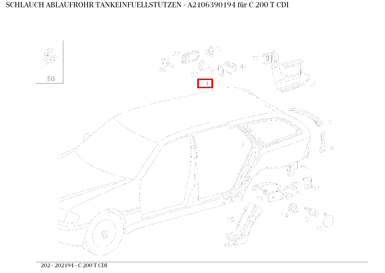 Schlauch ABLAUFROHR TANKEINFUELLSTUTZEN C 200 T CDI 202 Schlauch ABLAUFROHR TANKEINFUELLSTUTZEN C 200 T CDI 202