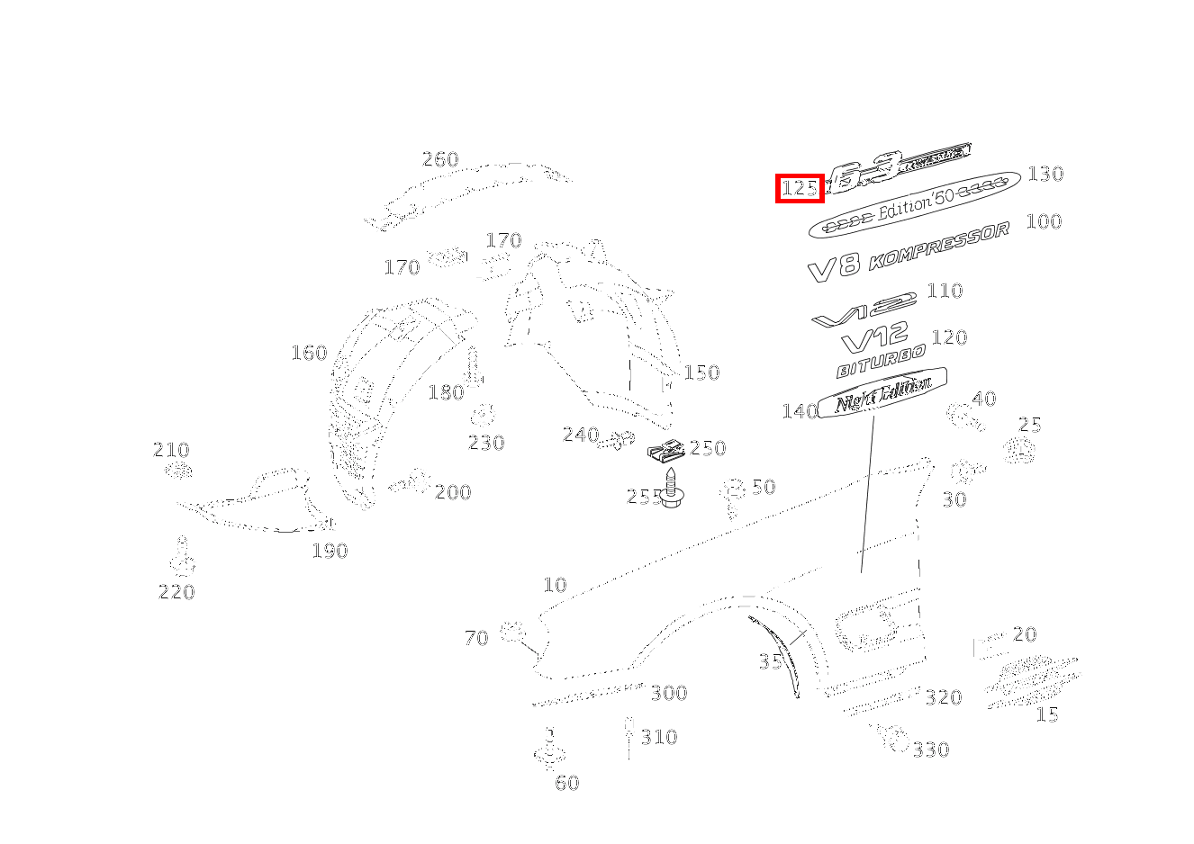 TYPENKENNZEICHEN KOTFLUEGEL; 6.3 AMG SL63 AMG Roadster 230 TYPENKENNZEICHEN KOTFLUEGEL; 6.3 AMG SL63 AMG Roadster 230