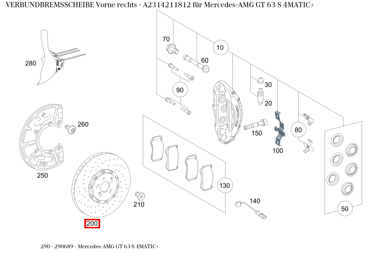 Verbundbremsscheibe Vorne rechts Mercedes-AMG GT 63 S 4MATIC+ 290 Verbundbremsscheibe Vorne rechts Mercedes-AMG GT 63 S 4MATIC+ 290
