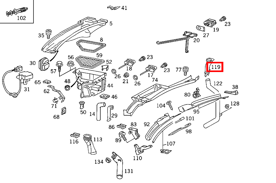 Stutzen OBEN RECHTS S 350 Turbodiesel 140