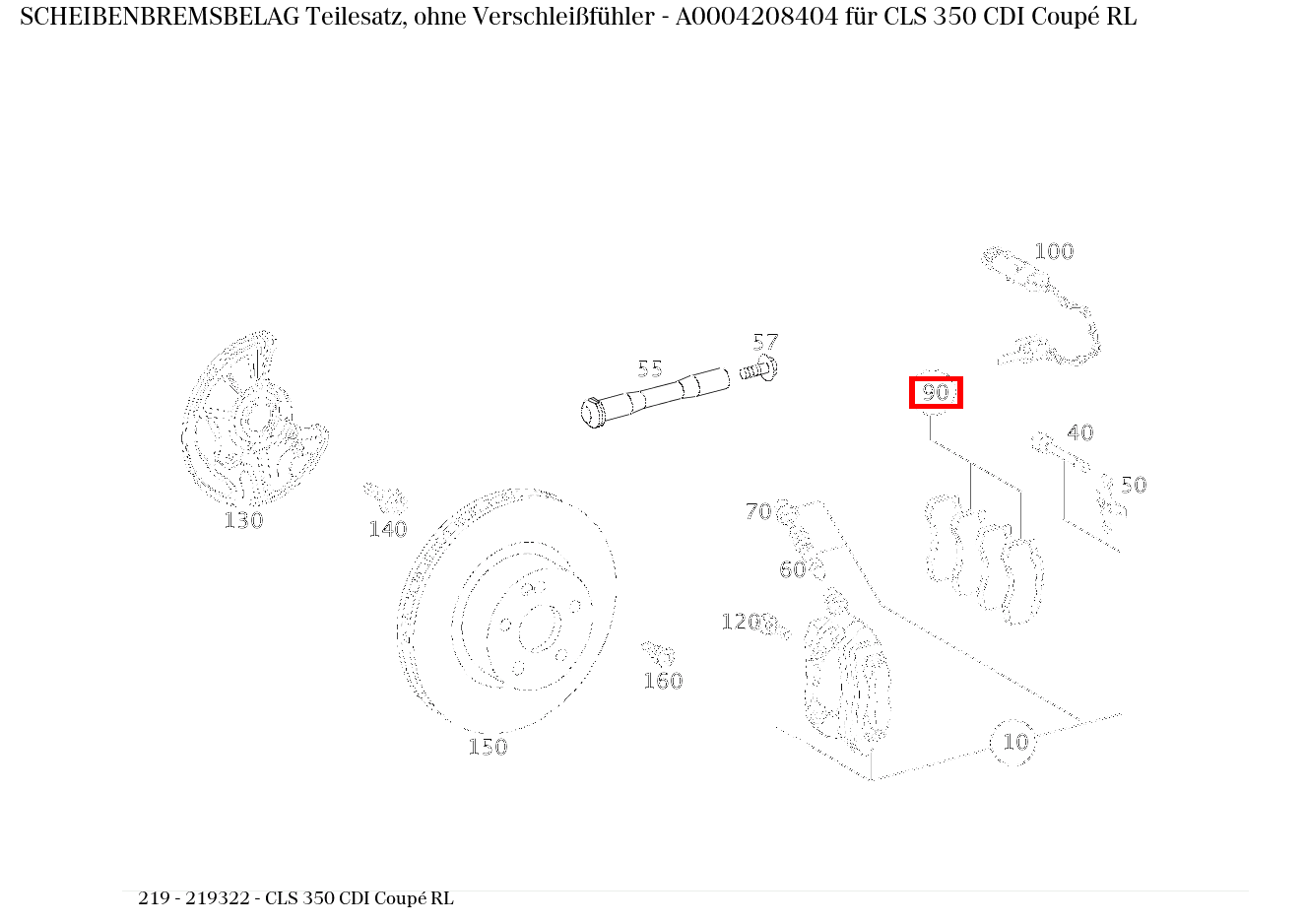 Scheibenbremsbelag Teilesatz, ohne Verschleißfühler CLS 350 CDI Coupé RL 219