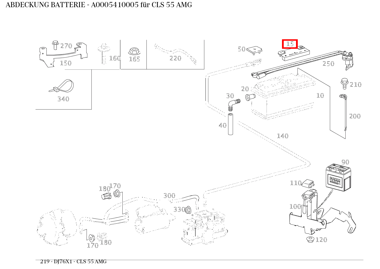 Abdeckung BATTERIE CLS 55 AMG 219 Abdeckung BATTERIE CLS 55 AMG 219