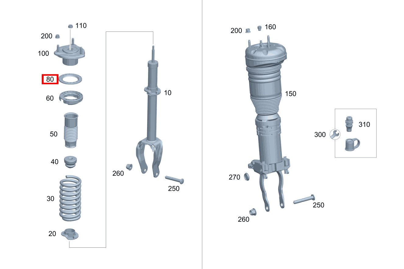 Federbeilage OBEN LINKS UND RECHTS; 5 MM für GLE 167, E 213, G 463 