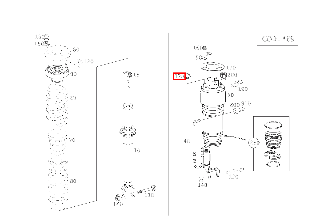Mutter Federbein an Karosserie; M8 E280CDI SONDERAUFB 211 Mutter Federbein an Karosserie; M8 E280CDI SONDERAUFB 211