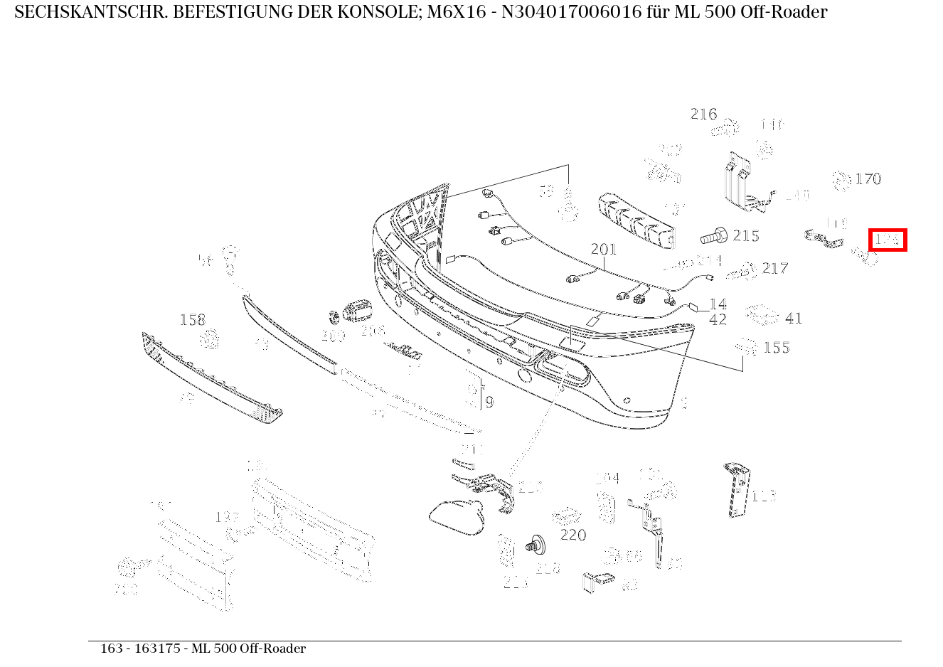 Sechskantschraube BEFESTIGUNG DER KONSOLE; M6X16 ML 500 Off-Roader 163