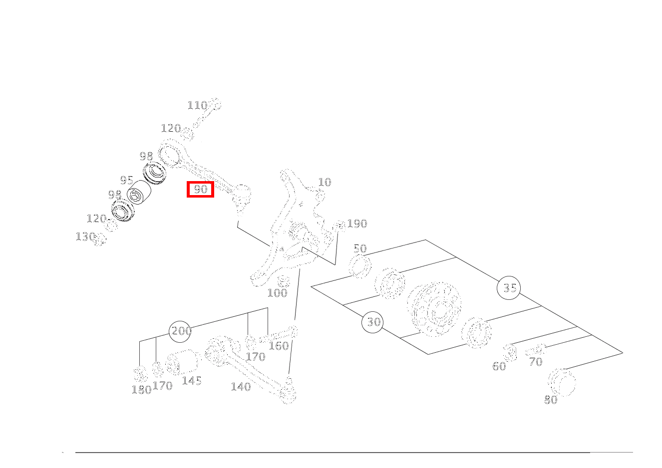 Zugstrebe LINKS OHNE LAGER E 200 T-Limousine 210