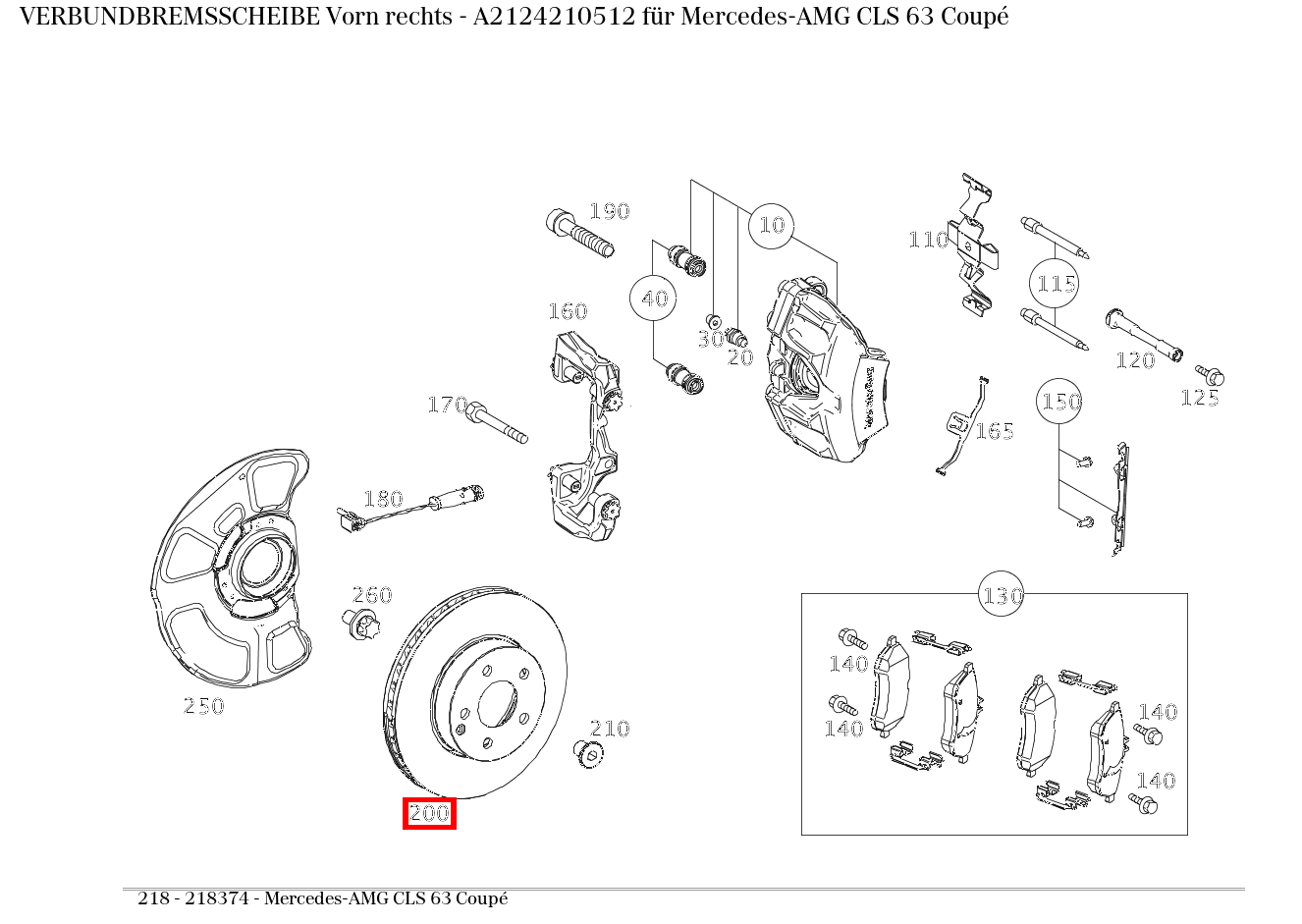 Verbundbremsscheibe Vorn rechts Mercedes-AMG CLS 63 Coupé 218