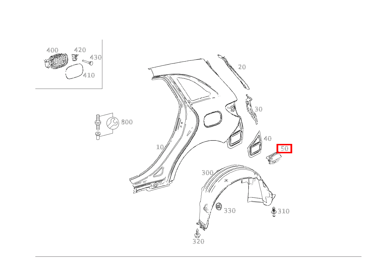 Klappe ENTLUEFTUNG AN HINTERKOTFLUEGEL IM BEREICH STOSSFAENGER RECHTS ELECTRIC DRIVE 242