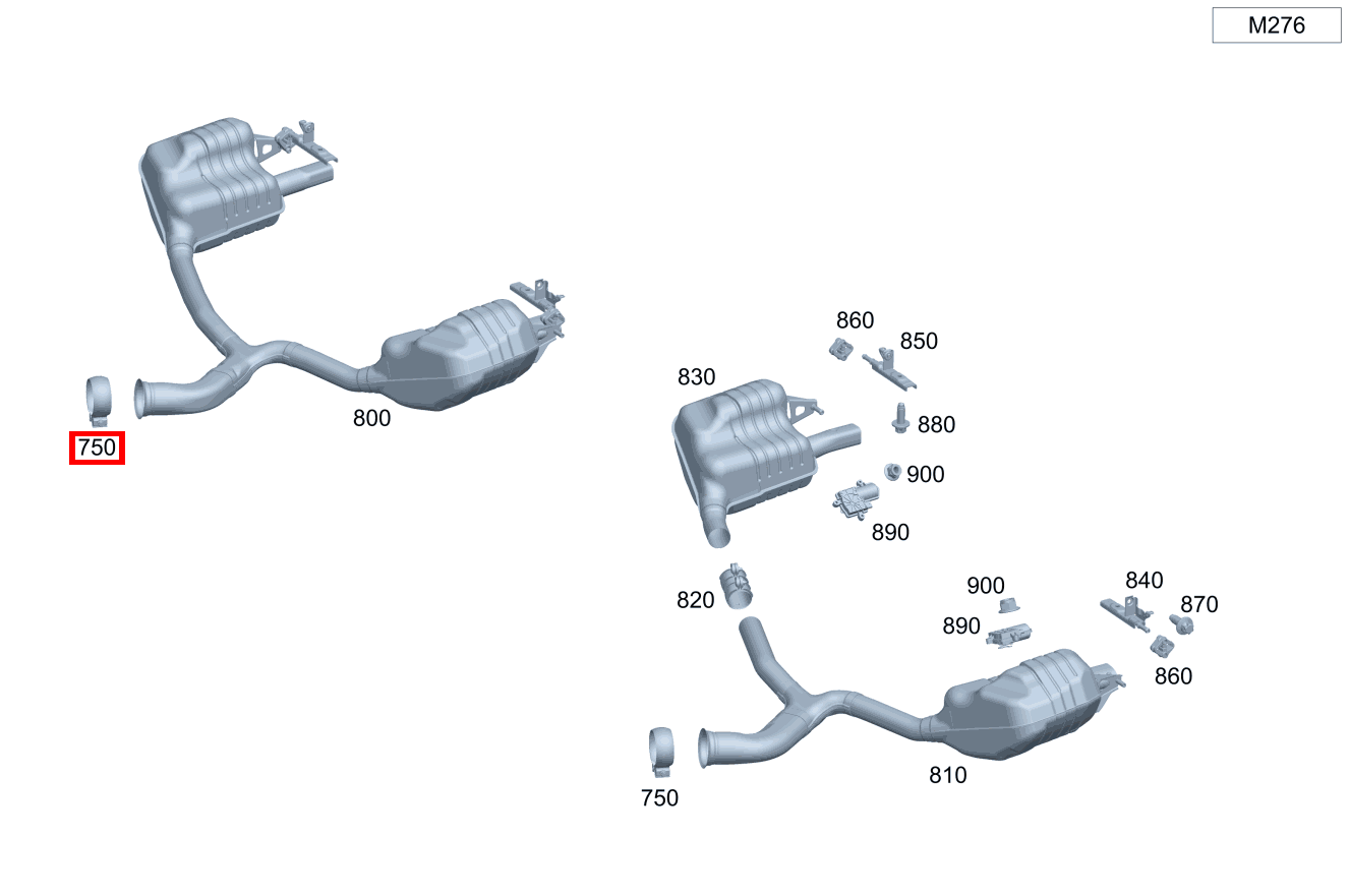 PROFILSCHELLE ABGASANLAGE Auspuffleitung vorn an Auspuffleitung hinten links C 400 4MATIC Cabriolet 206