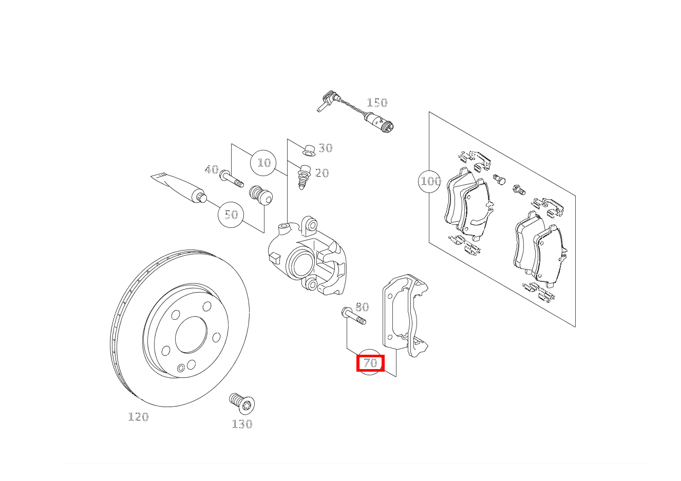 Bremsträger Bremssattel an Achsschenkel, rechts A 200 TURBO COUPE 169 Bremsträger Bremssattel an Achsschenkel, rechts A 200 TURBO COUPE 169