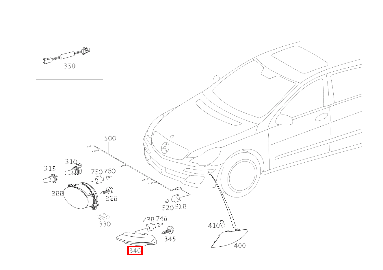 Tagfahrleuchte RECHTS R 500/550 L 4MATIC 251 Tagfahrleuchte RECHTS R 500/550 L 4MATIC 251