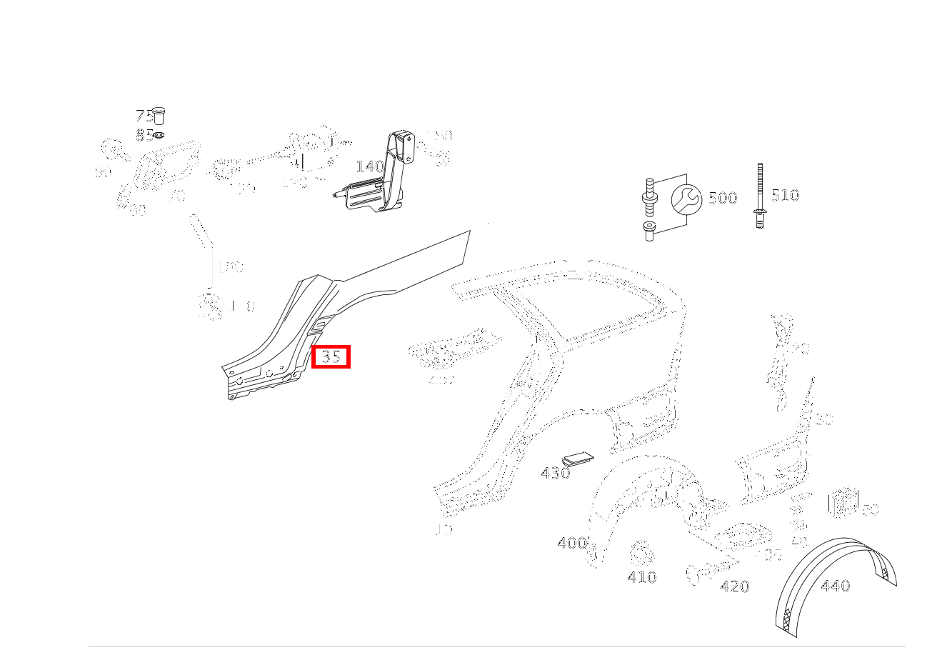 Beplankung BEPLANKUNG RECHTS HINTEN, REPARATURBLECH C 280 4MATIC T-Modell 203 Beplankung BEPLANKUNG RECHTS HINTEN, REPARATURBLECH C 280 4MATIC T-Modell 203