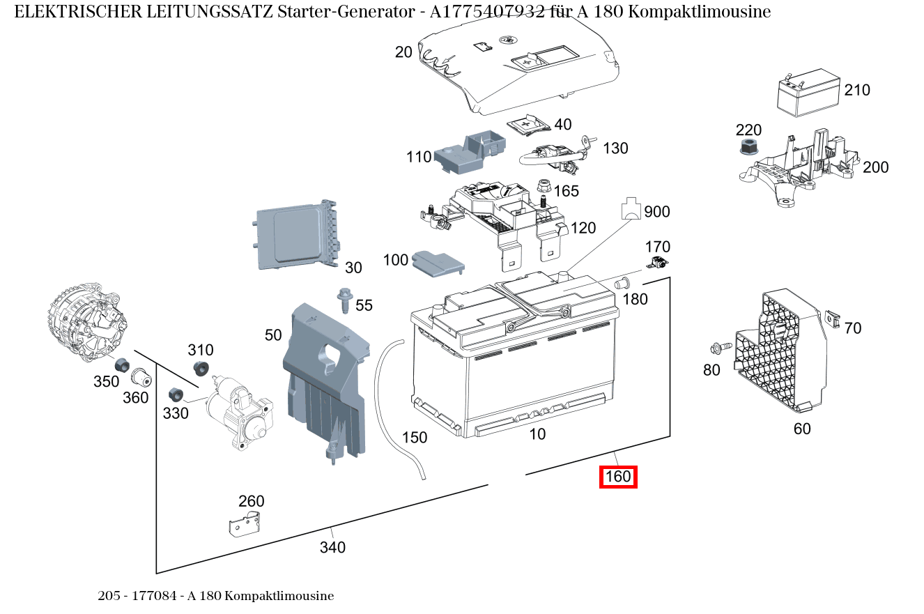 Elektrischer Leitungssatz Starter-Generator A 180 Kompaktlimousine 205 Elektrischer Leitungssatz Starter-Generator A 180 Kompaktlimousine 205
