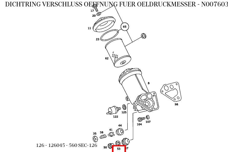 Dichtring VERSCHLUSS OEFFNUNG FUER OELDRUCKMESSER 560 SEC-126 126